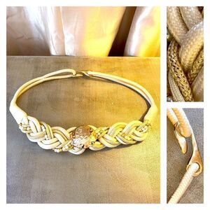 Fabulous Vintage mixed materials belt beads cord hammered metal 1980’s